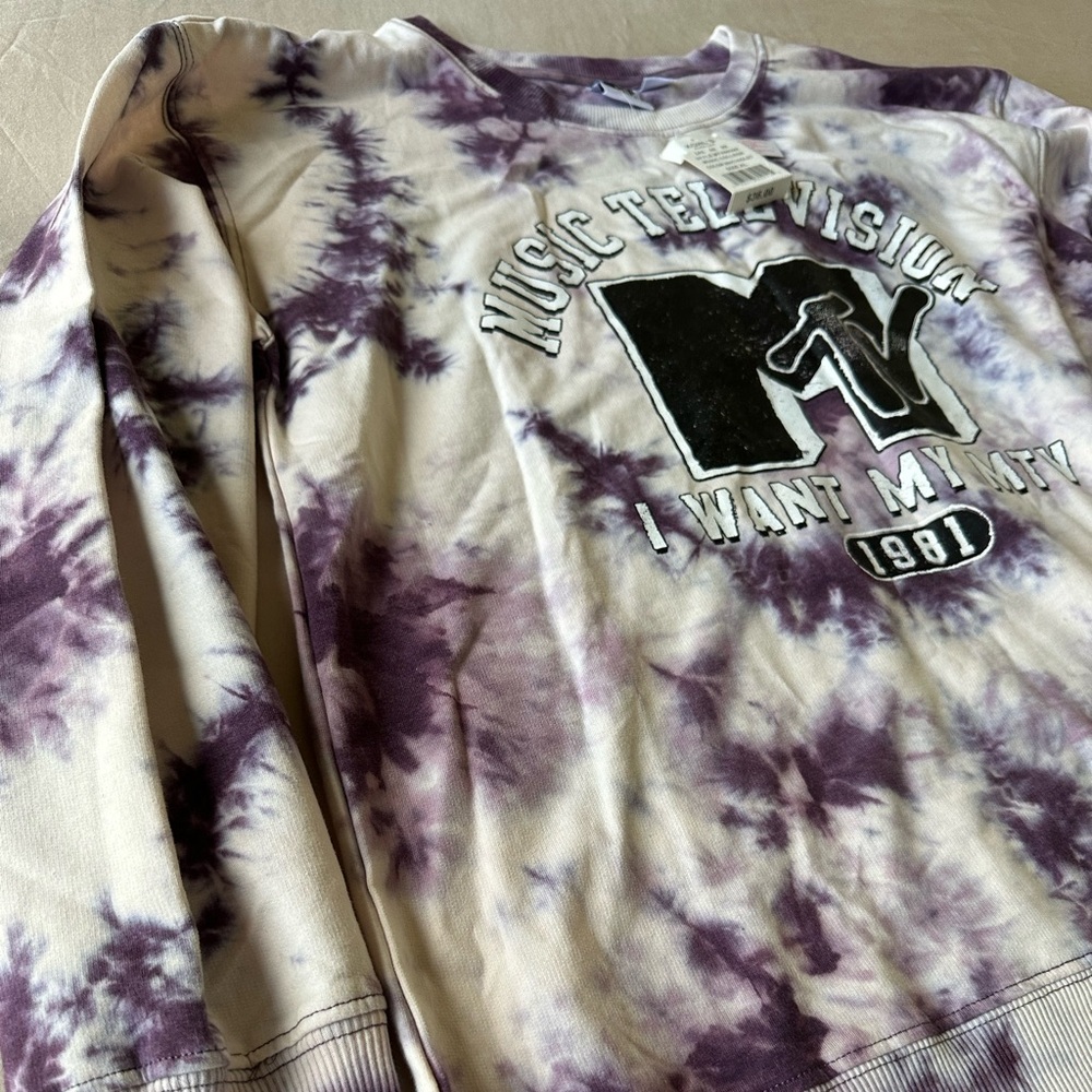 MTV Purple Tie-Dye Long Sleeve Tee - Picture 6 of 8